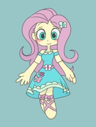 Size: 2448x3264 | Tagged: safe, artist:haibaratomoe, fluttershy, equestria girls, g4, blushing, chibi, clothes, cute, dress, female, high res, simple background, solo