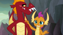 Size: 1920x1080 | Tagged: safe, screencap, garble, smolder, dragon, g4, my little pony: friendship is magic, sweet and smoky, brother and sister, duo, female, male, siblings