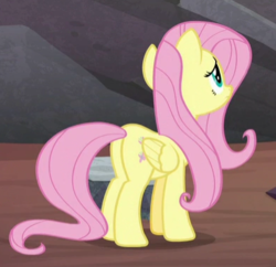Size: 392x380 | Tagged: safe, screencap, fluttershy, pegasus, pony, g4, sweet and smoky, butt, cropped, female, flutterbutt, mare, plot, solo