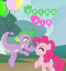 Size: 256x276 | Tagged: safe, artist:spiritshift, pinkie pie, spike, dragon, earth pony, pony, g4, balloon, boop, cute, day, diapinkes, eyes closed, female, floating, male, mare, needs more jpeg, ship:pinkiespike, shipping, straight