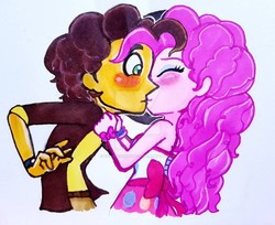 Size: 990x807 | Tagged: safe, cheese sandwich, pinkie pie, equestria girls, g4, equestria girls-ified, female, kissing, male, ship:cheesepie, shipping, straight, surprise kiss