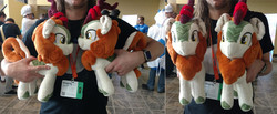 Size: 6852x2820 | Tagged: safe, artist:sourichan, autumn blaze, bronycon, g4, duality, irl, photo, plushie, self ponidox