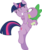 Size: 821x973 | Tagged: safe, artist:tgolyi, spike, twilight sparkle, pony, unicorn, g4, the crystal empire, bipedal, cute, female, happy, hug, i wasn't prepared for this, mare, simple background, spikelove, transparent background, twiabetes, unicorn twilight, vector