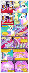 Size: 612x1553 | Tagged: safe, artist:newbiespud, edit, edited screencap, screencap, applejack, discord, fluttershy, pinkie pie, princess celestia, rainbow dash, rarity, twilight sparkle, alicorn, draconequus, earth pony, pegasus, pony, unicorn, comic:friendship is dragons, g4, the return of harmony, angry, big crown thingy, box, chest, comic, dialogue, ethereal mane, female, frown, hat, jewelry, looking down, looking up, male, mane six, mare, marionette, peytral, regalia, screencap comic, stained glass, unicorn twilight