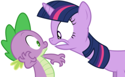 Size: 1024x629 | Tagged: safe, artist:fallingcomets, spike, twilight sparkle, dragon, pony, unicorn, g4, close-up, duo, extreme close-up, female, looking at each other, male, mare, personal space invasion, simple background, transparent background, unicorn twilight, vector