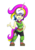 Size: 4677x6614 | Tagged: safe, artist:calena, derpibooru exclusive, oc, oc only, oc:trinity deblanc, human, semi-anthro, absurd resolution, boots, clothes, crystal, ear piercing, earring, horn, humanized, humanized oc, jewelry, keychain, multicolored hair, one eye closed, piercing, shoes, simple background, solo, standing up, transparent background, wink