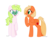 Size: 1041x787 | Tagged: safe, artist:faith-wolff, oc, oc:anthea, oc:applebee, butterfly, pegasus, pony, unicorn, kilalaverse, adopted offspring, blind, duo, freckles, hoof on chin, interdimensional siblings, next generation, offspring, parent:big macintosh, parent:fluttershy, parent:oc:azalea, parent:oc:berry vine, parents:fluttermac, parents:oc x oc, raised hoof, simple background, transparent background