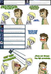 Size: 1562x2254 | Tagged: safe, artist:jitterbugjive, derpy hooves, doctor whooves, time turner, earth pony, pony, lovestruck derpy, g4, ask, blushing, tumblr