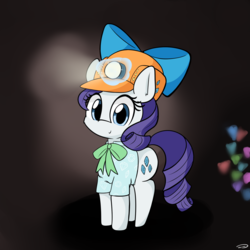 Size: 1915x1918 | Tagged: safe, artist:taurson, rarity, pony, unicorn, dragon dropped, g4, bow, bowtie, clothes, cute, digital art, female, hair bow, helmet, looking at you, mare, mining helmet, neck bow, raribetes, shirt, smiling, solo