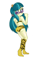 Size: 2077x2889 | Tagged: safe, artist:theratedrshimmer, juniper montage, human, equestria girls, equestria girls specials, g4, ass, butt, clothes, cosplay, costume, female, high res, junibum montage, lum invader, sexy, simple background, solo, transparent background, urusei yatsura