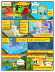 Size: 612x792 | Tagged: safe, artist:newbiespud, edit, edited screencap, screencap, applejack, discord, fluttershy, keepers of the grove of truth, pinkie pie, rainbow dash, rarity, twilight sparkle, draconequus, earth pony, pegasus, pony, unicorn, comic:friendship is dragons, g4, the return of harmony, angry, apple, apple monster, bullseye, circling stars, comic, crossed arms, dialogue, discorded, dizzy, flutterbitch, food, freckles, greedity, hat, hedge maze, liarjack, male, mane six, meanie pie, mind control, pond, reflection, sad, screencap comic, sitting, sunglasses, swirly eyes, tree