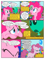 Size: 612x792 | Tagged: safe, artist:newbiespud, edit, edited screencap, screencap, earth pony, pony, comic:friendship is dragons, g4, the return of harmony, balloon, comic, d:, dialogue, discorded, eyes closed, female, frown, hedge maze, implied discord, looking up, mare, open mouth, sad, screencap comic, wide eyes