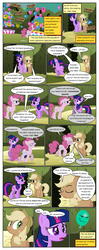 Size: 612x1553 | Tagged: safe, artist:newbiespud, edit, edited screencap, screencap, applejack, pinkie pie, twilight sparkle, earth pony, pony, comic:friendship is dragons, g4, the return of harmony, angry, balloon, comic, dialogue, discorded, earth pony twilight, eyes closed, freckles, frown, hat, implied discord, liarjack, open mouth, prancing, raised hoof, screencap comic, scrunchy face, shocked, smiling, worried