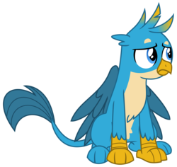 Size: 2121x2000 | Tagged: safe, artist:sketchmcreations, gallus, griffon, a horse shoe-in, g4, claws, folded wings, frown, high res, male, paws, sad, simple background, sitting, solo, talons, transparent background, vector, wings