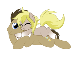 Size: 1600x1200 | Tagged: safe, artist:crystal-tranquility, doctor whooves, time turner, oc, oc:timestep, earth pony, pony, g4, female, filly, prone, simple background, transparent background
