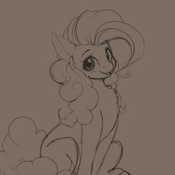 Size: 4000x4000 | Tagged: safe, artist:miokomata, pinkie pie, earth pony, pony, chest fluff, cute, diapinkes, female, looking at you, mare, monochrome, open mouth, sitting, smiling, solo