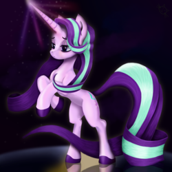 Size: 4000x4000 | Tagged: safe, artist:teridax63, starlight glimmer, pony, unicorn, g4, female, glowing horn, horn, long horn, long mane, long tail, solo