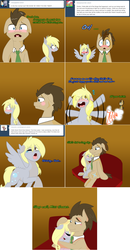 Size: 1360x2617 | Tagged: safe, artist:taleoflore, derpy hooves, doctor whooves, time turner, earth pony, pony, lovestruck derpy, g4, blushing, key, spread wings, wingboner, wings
