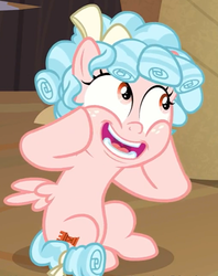 Size: 542x684 | Tagged: safe, screencap, cozy glow, pegasus, pony, g4, the summer sun setback, belly, cozy glow is best facemaker, cozybetes, cropped, cute, female, filly, foal, solo, squishy cheeks