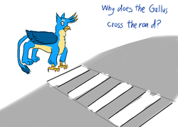 Size: 1400x1000 | Tagged: safe, artist:horsesplease, gallus, g4, 1000 hours in ms paint, clucking, derp, gallus the rooster, question, road, why did the chicken cross the road?