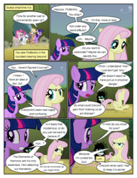 Size: 612x792 | Tagged: safe, artist:newbiespud, edit, edited screencap, screencap, applejack, fluttershy, pinkie pie, rarity, tom, earth pony, pegasus, pony, unicorn, comic:friendship is dragons, g4, the return of harmony, angry, annoyed, comic, concerned, confused, dialogue, earth pony fluttershy, earth pony rarity, earth pony twilight, female, flutterbitch, freckles, frown, greedity, hat, hedge maze, implied g1, implied g5, liarjack, looking back, mare, race swap, rock, screencap comic, worried