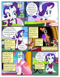 Size: 612x792 | Tagged: safe, artist:newbiespud, edit, edited screencap, screencap, princess celestia, rarity, alicorn, earth pony, pony, unicorn, comic:friendship is dragons, g4, make new friends but keep discord, background pony, big crown thingy, clothes, comic, dialogue, dress, ethereal mane, female, gala dress, grin, hat, hoof shoes, implied applejack, implied pinkie pie, jewelry, looking up, male, mare, musical instrument, regalia, screencap comic, smiling, stallion, suit, thinking, top hat, trumpet, worried