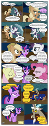 Size: 612x1554 | Tagged: safe, artist:newbiespud, edit, edited screencap, screencap, applejack, discord, fluttershy, rarity, tom, twilight sparkle, draconequus, earth pony, pegasus, pony, unicorn, comic:friendship is dragons, g4, the return of harmony, angry, argument, arm behind head, comic, concerned, couch, d:, dialogue, discorded, eyes closed, female, flutterbitch, food, freckles, frown, greedity, gritted teeth, hat, kicking, liarjack, male, mare, open mouth, popcorn, rock, screencap comic, sitting, smiling, smirk, smug, surprised, unicorn twilight