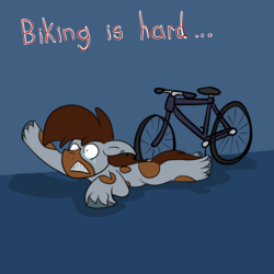 Size: 3000x3000 | Tagged: safe, artist:bigmackintosh, oc, oc only, oc:mack mod, oc:nick nack paddy wack, pony, bicycle, crawling, crying, high res, solo, tears of pain