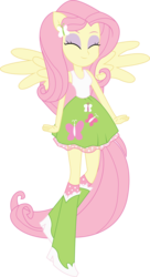 Size: 3079x5667 | Tagged: safe, artist:marcorulezzz, fluttershy, equestria girls, g4, clothes, eyes closed, female, fluttershy's skirt, ponied up, simple background, skirt, solo, spread wings, transparent background, wings