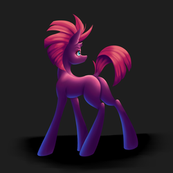 Size: 2436x2436 | Tagged: safe, artist:faline-art, tempest shadow, pony, unicorn, g4, my little pony: the movie, blank flank, blank flank tempest, broken horn, butt, dock, eye scar, female, high res, horn, mare, no cutie marks yet, plot, scar, solo