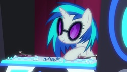 Size: 1920x1080 | Tagged: safe, screencap, dj pon-3, vinyl scratch, pony, a horse shoe-in, g4, female, mare, solo