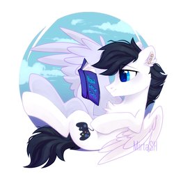 Size: 2000x2000 | Tagged: safe, artist:mirtash, oc, oc only, pegasus, pony, rcf community, book, heart, heart eyes, high res, solo, wingding eyes