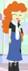 Size: 382x954 | Tagged: safe, screencap, golden hazel, equestria girls, equestria girls series, g4, holidays unwrapped, spoiler:eqg series (season 2), background human, clothes, cropped, female, long skirt, scarf, skirt, solo