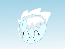 Size: 1600x1200 | Tagged: safe, artist:slimgoomba, cloudchaser, pegasus, pony, g4, ball, chaserball, eyes closed, female, gradient background, happy, inanimate tf, mare, morph ball, solo, transformation
