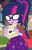 Size: 466x720 | Tagged: safe, screencap, sci-twi, twilight sparkle, equestria girls, equestria girls specials, g4, my little pony equestria girls: better together, my little pony equestria girls: holidays unwrapped, clothes, cropped, female, glasses, glowing eyes, ponytail, skirt, smiling