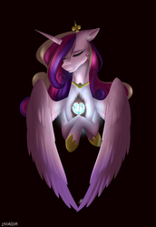 Size: 3609x5233 | Tagged: safe, artist:pipoupip, princess cadance, alicorn, pony, g4, crystal heart, eyes closed, female, solo