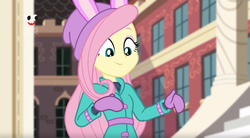 Size: 1877x1039 | Tagged: safe, screencap, fluttershy, equestria girls, equestria girls specials, g4, my little pony equestria girls: better together, my little pony equestria girls: holidays unwrapped, female, plusplus, solo, winter outfit