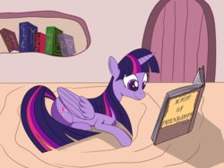 Size: 4000x3000 | Tagged: safe, artist:lucent starscape, derpibooru exclusive, twilight sparkle, alicorn, pony, g4, book, female, prone, reading, solo, twilight sparkle (alicorn)