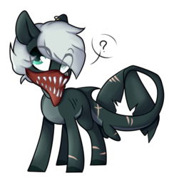 Size: 1147x1211 | Tagged: safe, artist:cloud-fly, oc, oc only, oc:ghostwater, original species, shark pony, chibi, male, mask, simple background, solo, transparent background