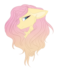 Size: 2696x3360 | Tagged: safe, artist:tizhonolulu, fluttershy, pegasus, pony, g4, alternate design, bust, cheek fluff, chest fluff, female, floppy ears, fluffy, high res, mare, outline, profile, simple background, solo, transparent background, white outline