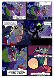 Size: 2100x3000 | Tagged: safe, artist:loryska, idw, cosmos, oc, oc:larkspur, hybrid, comic:moon landing, g4, spoiler:comic, spoiler:comic75, baby draconequus, comic, high res, interspecies offspring, offspring, parent:discord, parent:fluttershy, parents:discoshy, this will end in tears