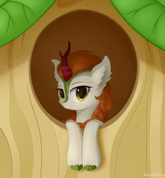 Size: 1300x1400 | Tagged: safe, artist:emeraldgalaxy, autumn blaze, kirin, g4, female, looking at you, solo, tree