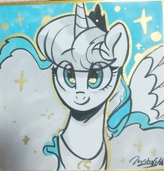 Size: 1955x2048 | Tagged: safe, artist:oofycolorful, princess luna, alicorn, pony, g4, beautiful, cute, female, lunabetes, mare, sparkles, traditional art