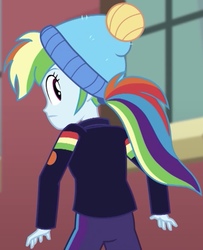 Size: 551x679 | Tagged: safe, screencap, rainbow dash, blizzard or bust, equestria girls, equestria girls specials, g4, my little pony equestria girls: better together, my little pony equestria girls: holidays unwrapped, cropped, female, ponytail, solo, winter outfit