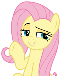 Size: 2522x3144 | Tagged: safe, artist:sketchmcreations, fluttershy, pegasus, pony, g4, she talks to angel, female, high res, lidded eyes, mare, raised hoof, simple background, smiling, smug, smugshy, solo, transparent background, vector