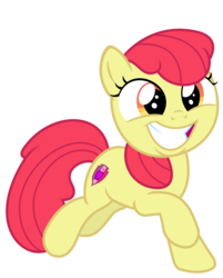 Size: 1500x1869 | Tagged: safe, artist:sketchmcreations, edit, apple bloom, earth pony, pony, g4, going to seed, accessory-less edit, cutie mark, female, filly, missing accessory, running, simple background, smiling, solo, the cmc's cutie marks, transparent background, vector