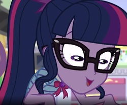 Size: 791x654 | Tagged: safe, screencap, sci-twi, twilight sparkle, equestria girls, equestria girls series, g4, holidays unwrapped, spoiler:eqg series (season 2), cropped, geode of telekinesis, great moments in animation, horizontal pupils, magical geodes, weird eyes