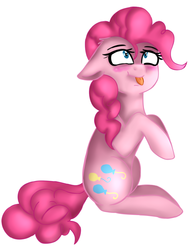 Size: 900x1169 | Tagged: safe, artist:jbond, artist:queencorrupted, color edit, edit, pinkie pie, earth pony, pony, g4, :p, blushing, colored, female, mare, painting, silly, simple background, sitting, solo, tongue out, white background