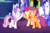 Size: 1019x671 | Tagged: safe, screencap, apple bloom, scootaloo, sweetie belle, earth pony, pegasus, pony, unicorn, g4, growing up is hard to do, my little pony: friendship is magic, cropped, cutie mark, cutie mark crusaders, excited, eyes closed, female, friendship throne, hoofbump, looking at each other, mare, older, older apple bloom, older cmc, older scootaloo, older sweetie belle, smiling, the cmc's cutie marks, trio