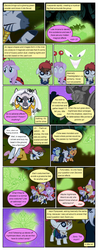 Size: 612x1556 | Tagged: safe, artist:newbiespud, edit, edited screencap, screencap, alula, dinky hooves, nightmare moon, noi, pinkie pie, pipsqueak, piña colada, pluto, scootaloo, sweetie belle, zecora, earth pony, pony, zebra, comic:friendship is dragons, g4, luna eclipsed, animal costume, bandana, chicken pie, chicken suit, clothes, colt, comic, costume, dialogue, ear piercing, earring, everfree forest, eyepatch, female, filly, grin, implied twilight sparkle, jewelry, male, mare, neck rings, piercing, quadrupedal, raised hoof, rearing, scared, screencap comic, smiling, space helmet, statue, wolf costume